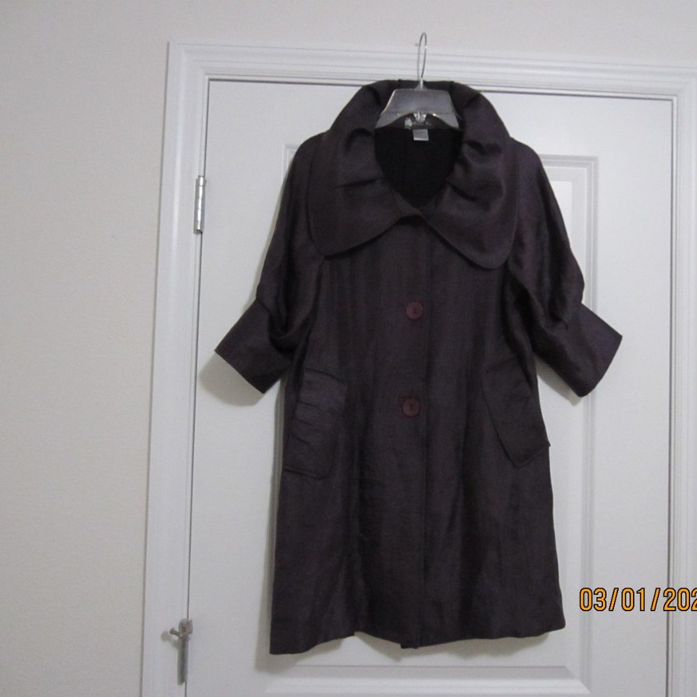 Damee, Inc Size Small Purple Shimmer Collared 3 Button Dressy Swing Jacket